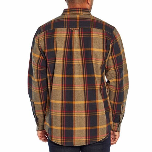 Orvis Mens Adams Plaid Brown Flannel Shirt Cotton Collar and Cuff Lining - Picture 5 of 9